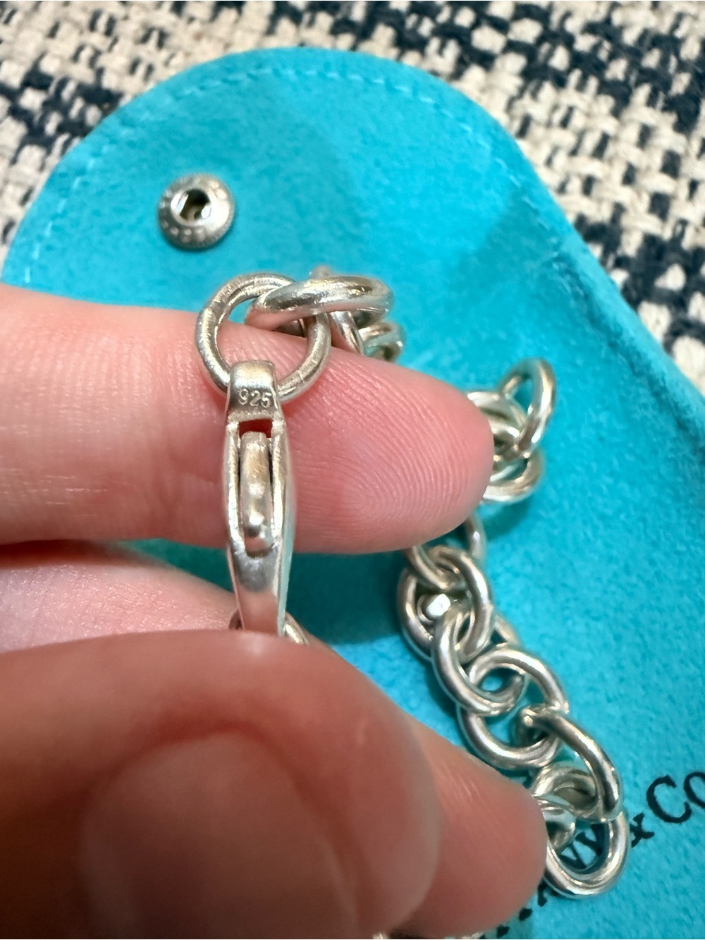 Tiffany & Co. Silver Heart Tag Charm Bracelet with Blue Pouch $164.00 Firm. - Picture 6 of 7